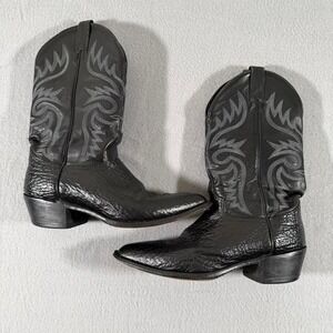 Vintage Abilene Black Leather Cowboy Boots Western Rodeo Made in‎ USA 10.5